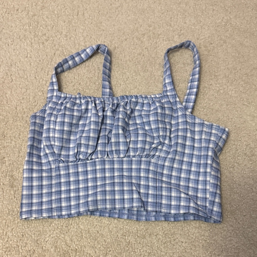 Hollister Blue Plaid Crop Top